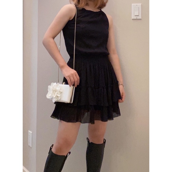 ZARA | Black Sleeveless Ruffled Tulle Mini Dress - Picture 4 of 7